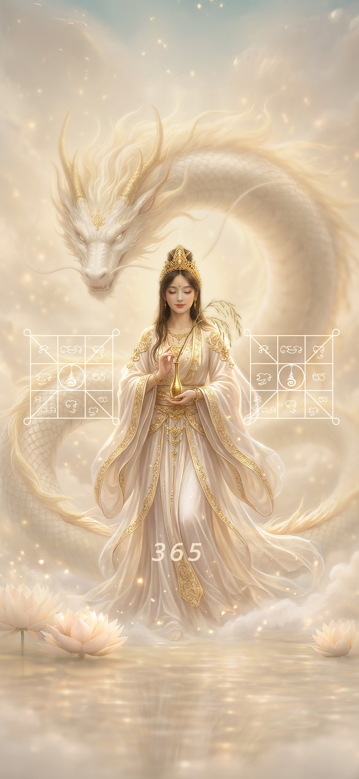 เจ้าแม่กวนอิมปางประทับมังกร หลับตา - Wallpaper