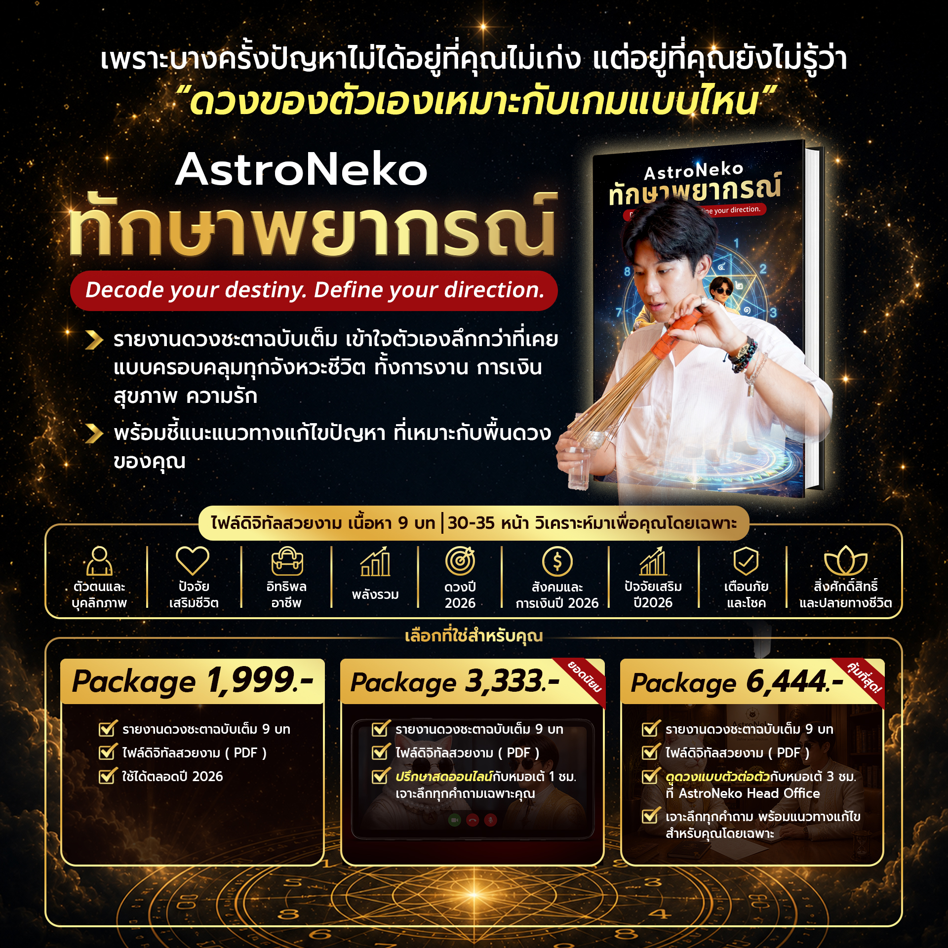 ทักษาพยากรณ์ + ดูดวง Onsite 3 ชม. ที่ AstroNeko